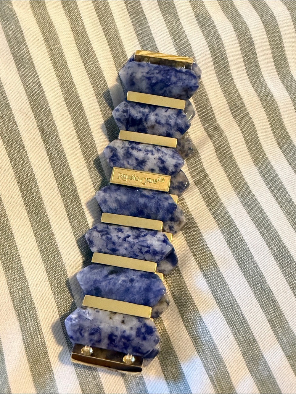 Rustic Cuff Charay Gold Sodalite Stone Bracelet